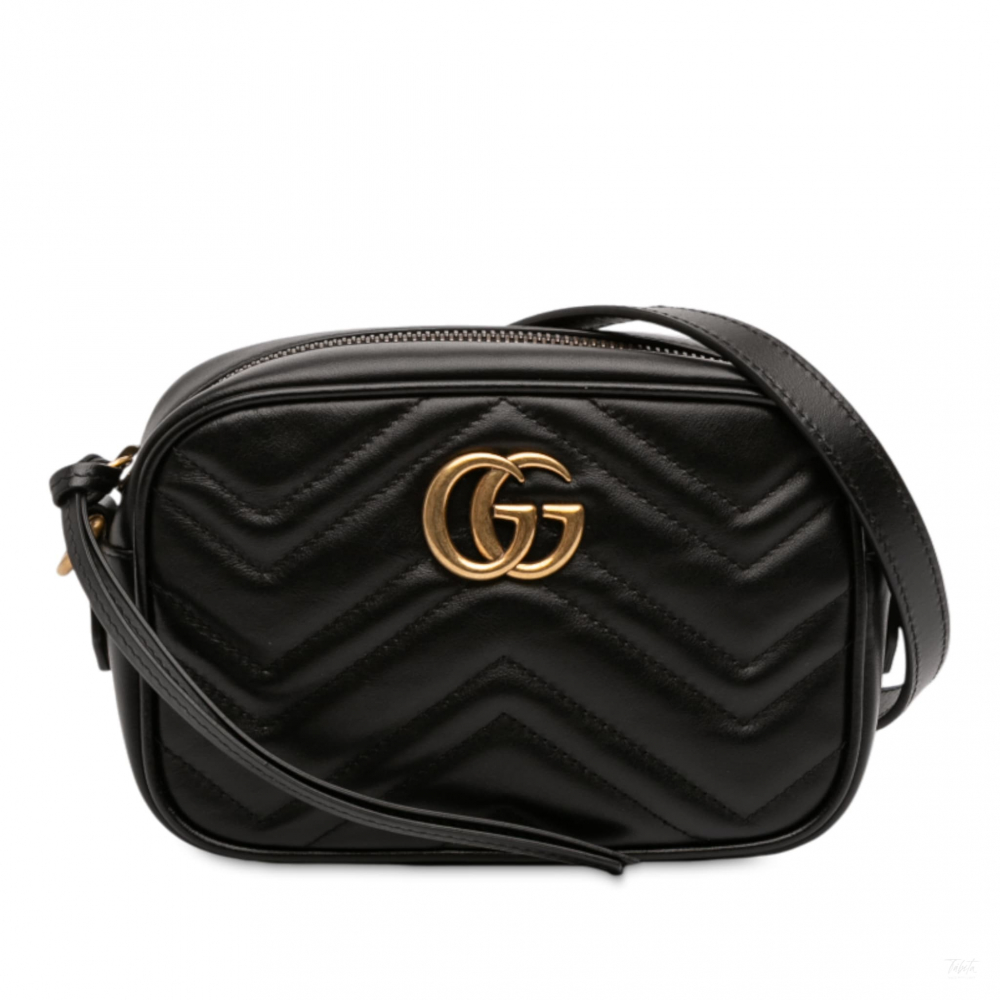 Gucci GG Marmont Mini Matelassé Leather Camera Bag Black