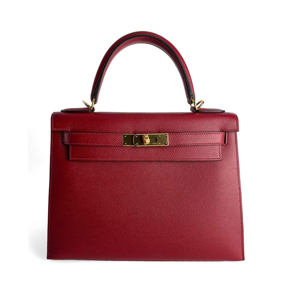 Hermès Kelly 28 Epsom Leather Sellier Top-handle Handbag Rouge Grenat