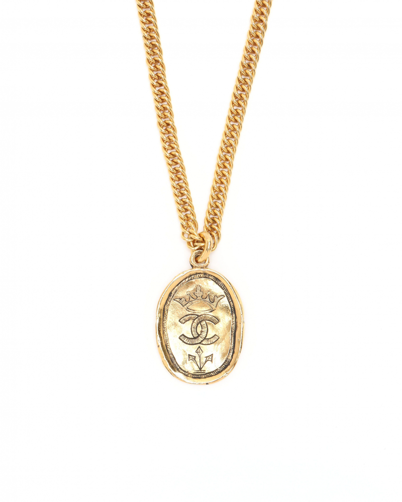 Chanel Vintage Coco Mark Crown Necklace