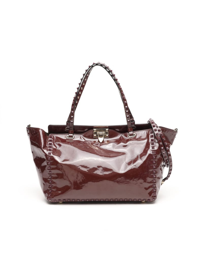 Valentino Patent Rockstud Trapeze Tote Bag