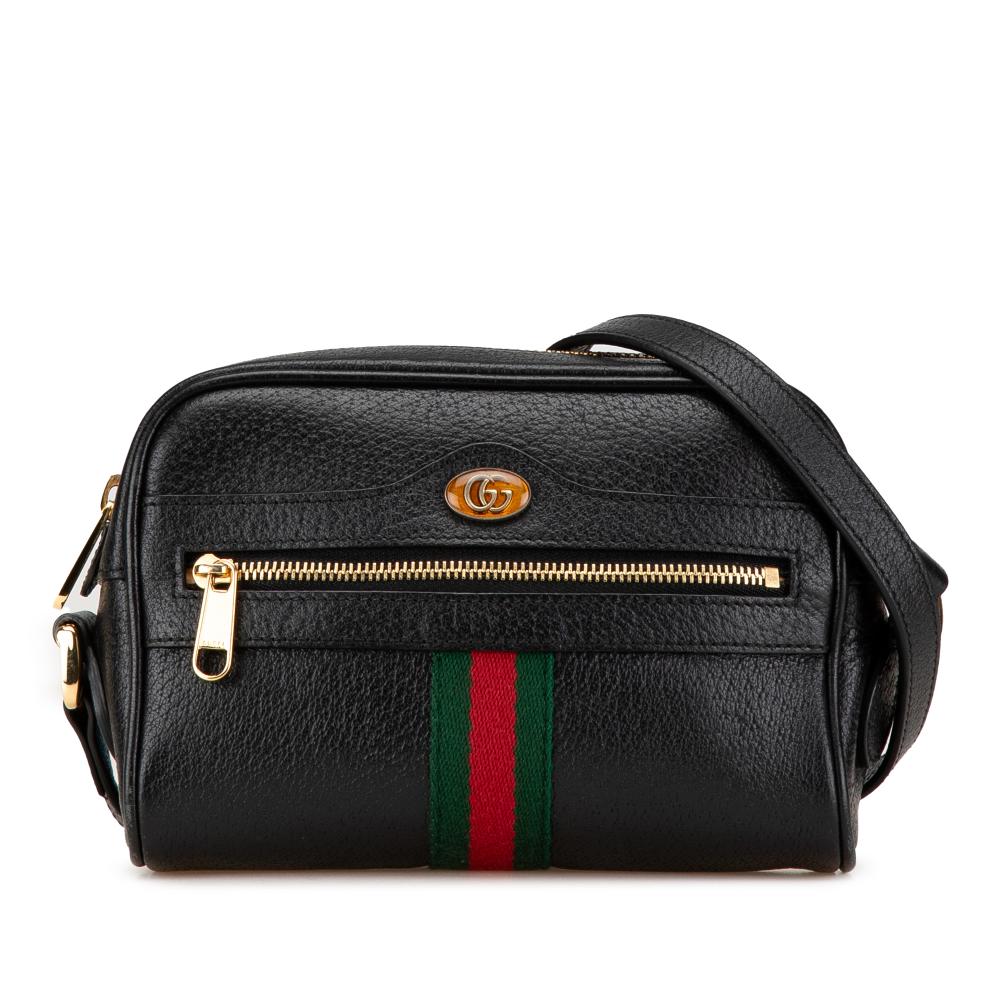 Gucci AB Gucci Black Calf Leather Mini Ophidia Crossbody Italy