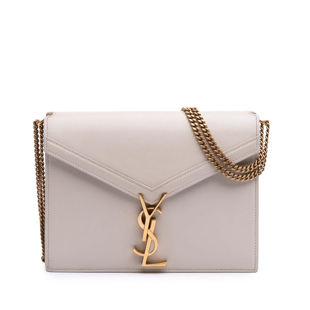 Saint Laurent B Saint Laurent White Calf Leather skin Monogram Cassandra Clasp Bag Italy