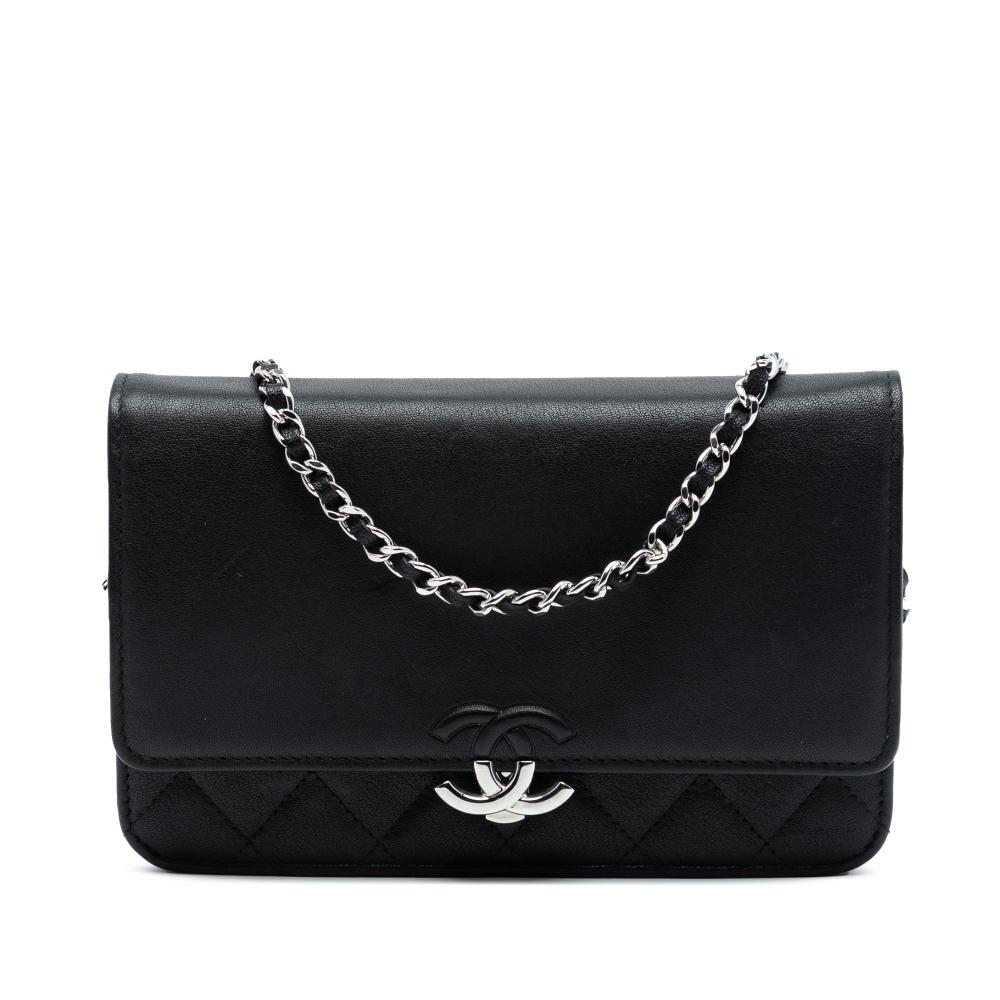 Chanel AB Chanel Black Calf Leather Quilted skin Urban Companion Wallet on Chain Italy