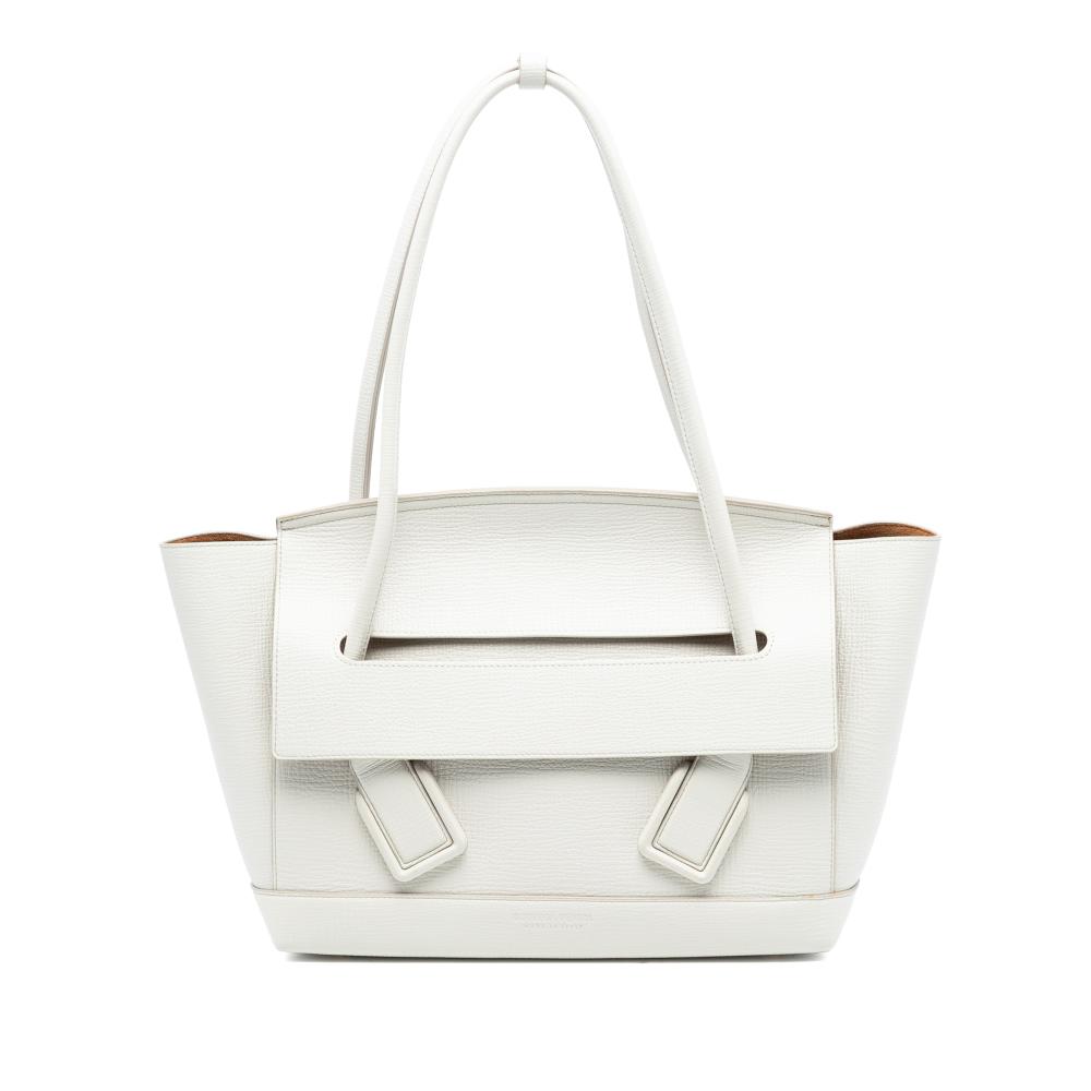 Bottega Veneta B Bottega Veneta White Calf Leather Medium French skin The Arco Tote Italy