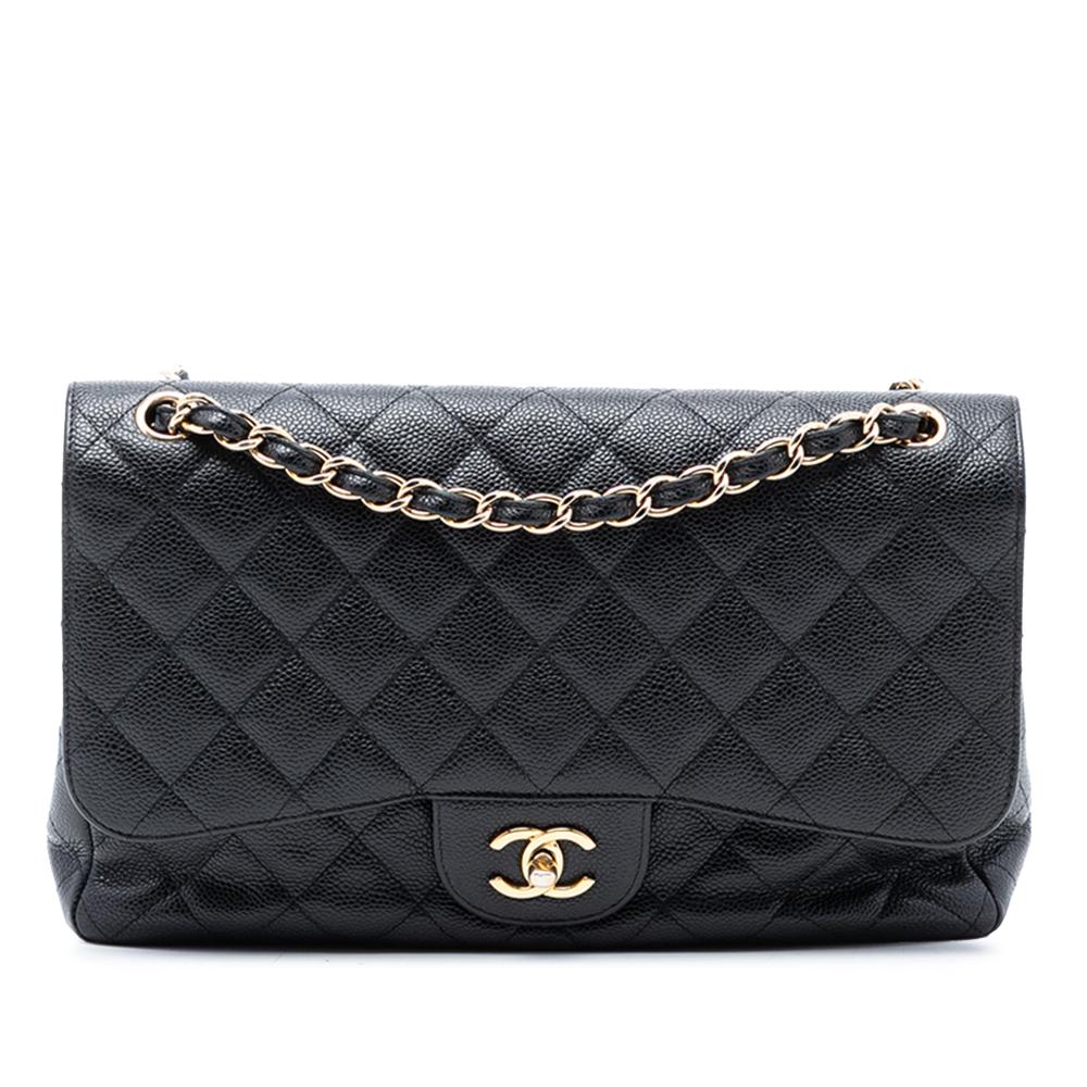 Chanel B Chanel Black Caviar Leather Leather Jumbo Classic Caviar Double Flap Italy