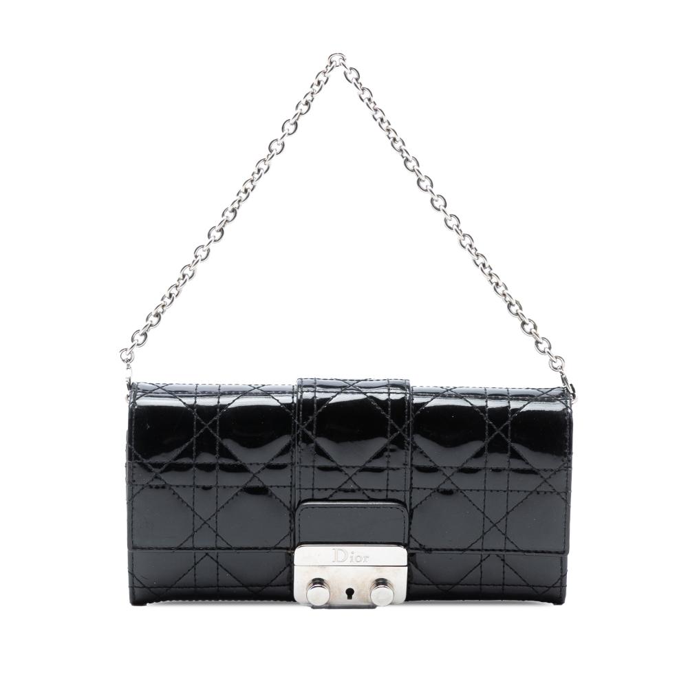 Christian Dior B Dior Black Patent Leather Leather Patent Cannage Miss Dior Promenade Crossbody Italy