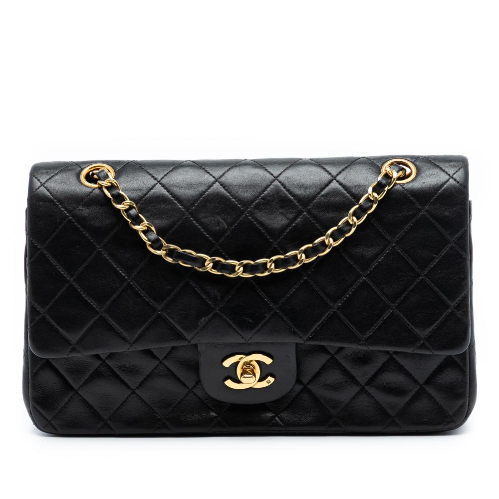 Chanel B Chanel Black Lambskin Leather Leather Medium Classic Lambskin Double Flap France