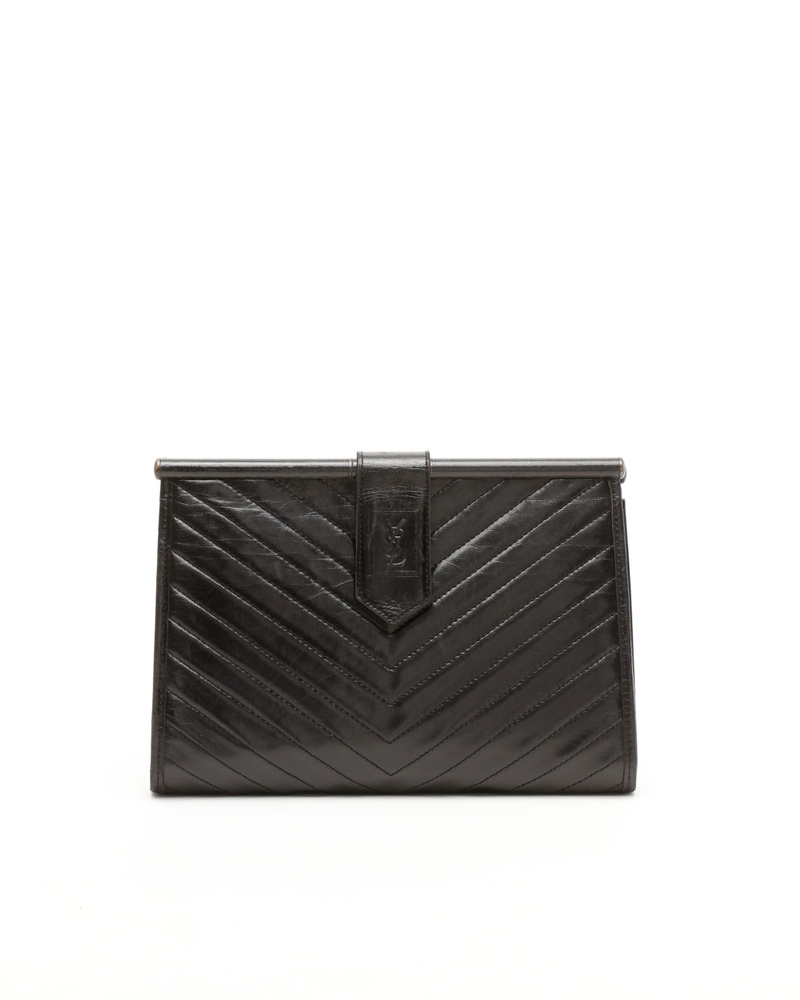 Saint Laurent V-Stitch Leather Clutch Bag