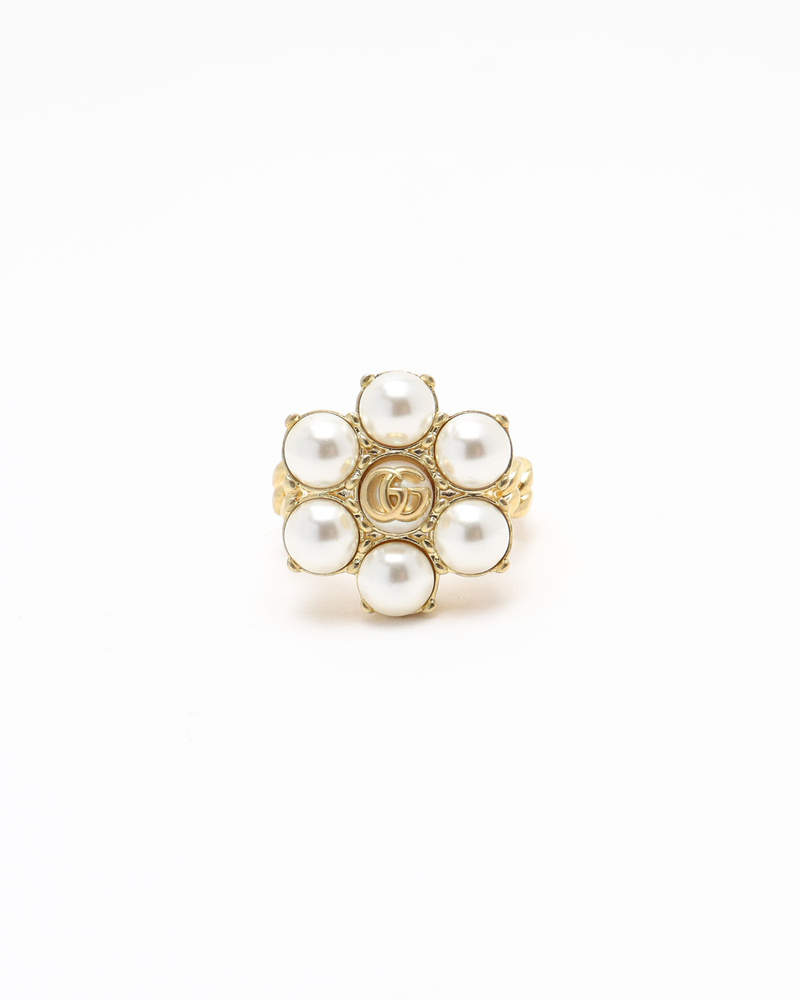 Gucci Flower Pearl Ring, size 55