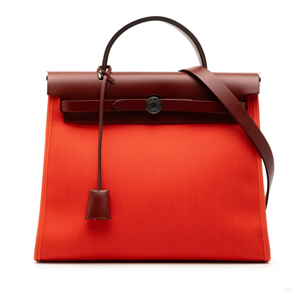 Hermès Herbag PM Canvas 1 pouch Top-Handle Handbag Orange