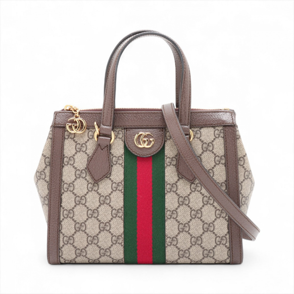 Gucci Ophidia GG Small Striped Canvas 2-Ways Tote Crossbody GG Supreme