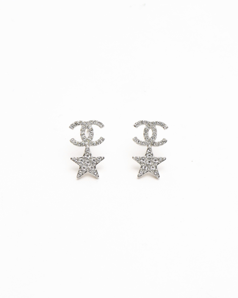 Chanel Coco Mark Star Rhinestone Earrings