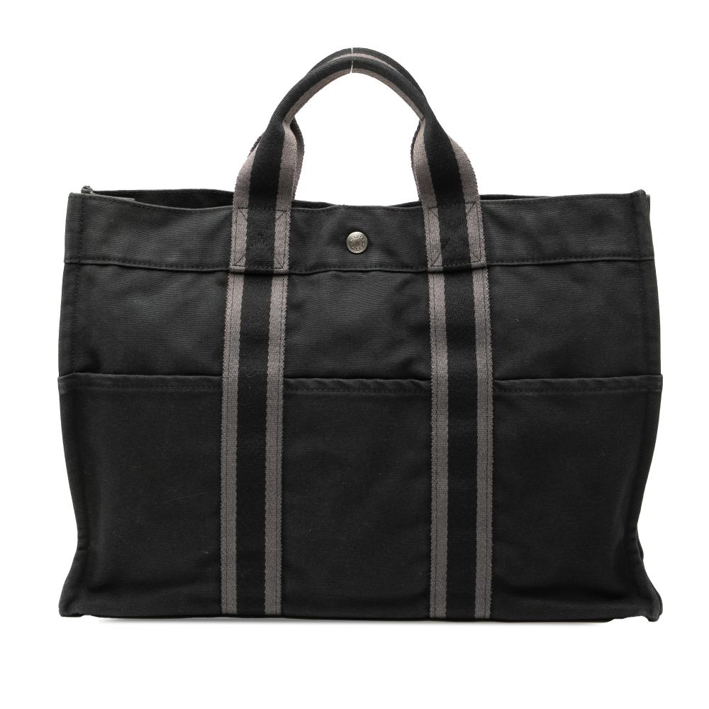 Hermès B Hermès Gray Charcoal Canvas Fabric Fourre Tout MM France