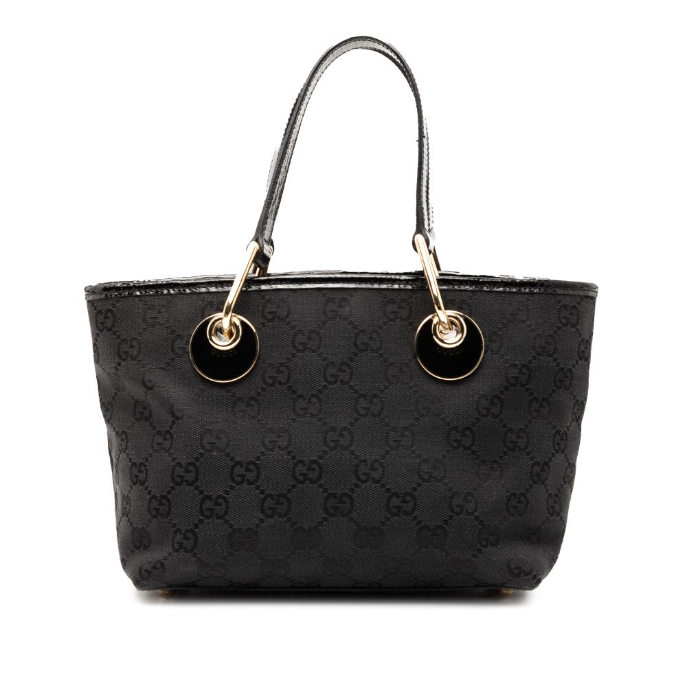 Gucci AB Gucci Black Canvas Fabric GG Eclipse Handbag Italy