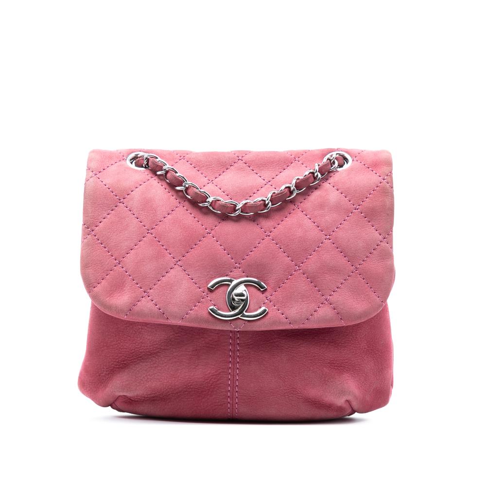 Chanel B Chanel Pink Calf Leather Mini Quilted Nubuck Trianon Messenger Flap France