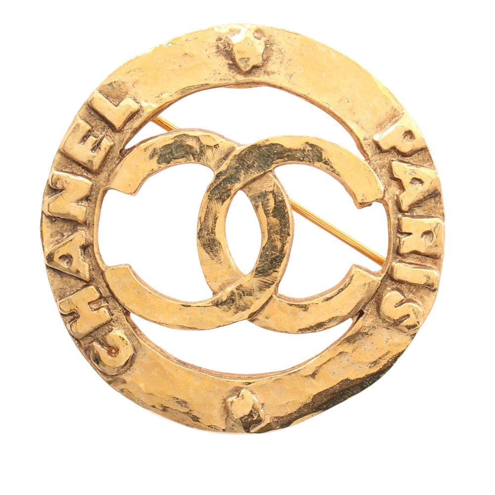 Chanel B Chanel Gold Gold Plated Metal CC Round Brooch France