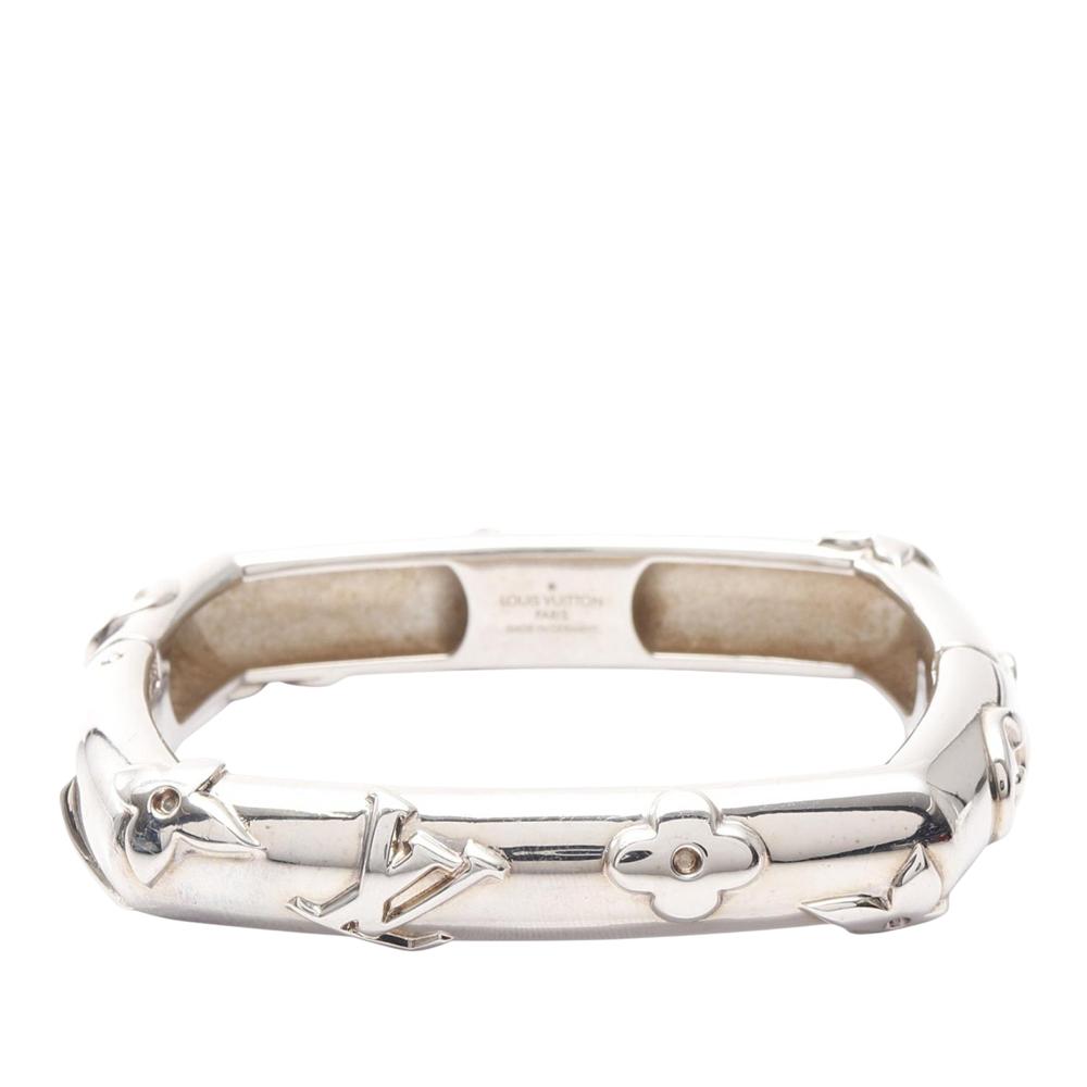 Louis Vuitton B Louis Vuitton Silver Stainless Steel Metal Monogram Family Bangle Germany