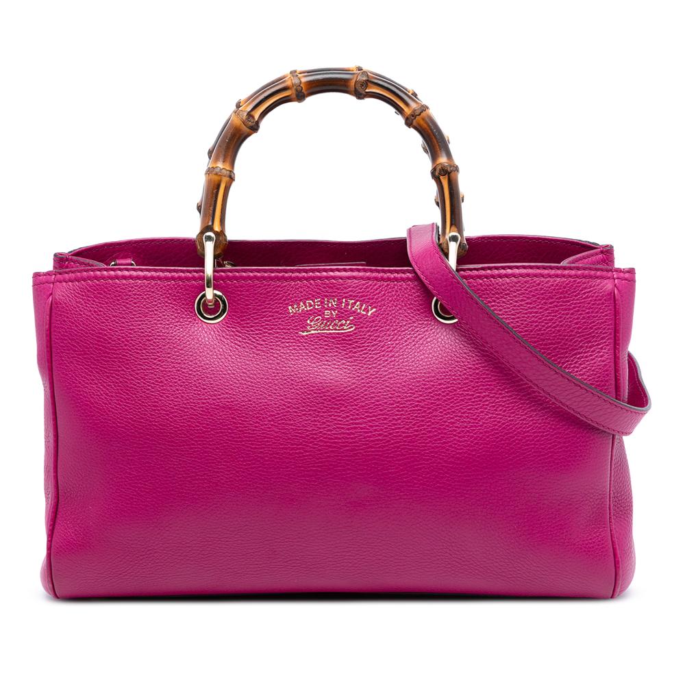 Gucci B Gucci Pink Dark Pink Calf Leather Medium skin Bamboo Shopper Satchel Italy