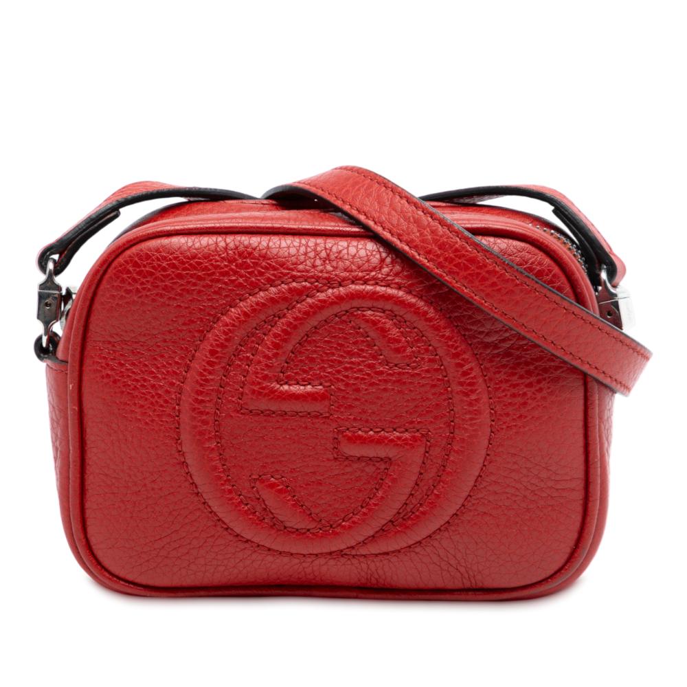 Gucci AB Gucci Red Calf Leather Kids Mini Soho Disco Crossbody Italy