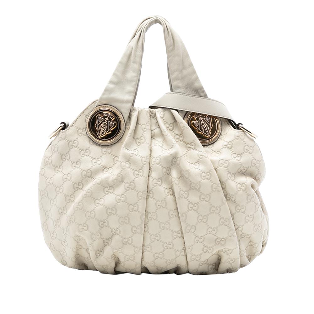 Gucci B Gucci Brown Light Beige Calf Leather Medium Guccissima Hysteria Satchel Italy