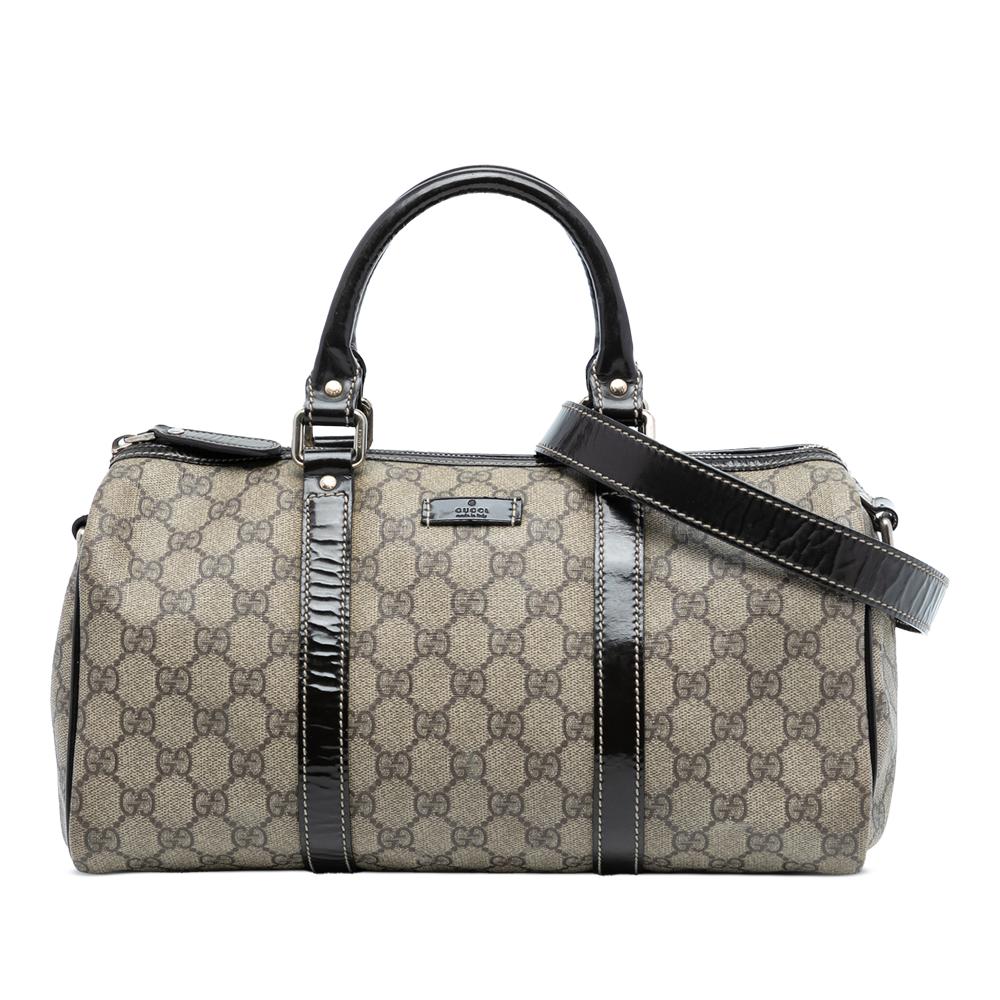 Gucci AB Gucci Brown Beige Coated Canvas Fabric GG Supreme Joy Boston Italy