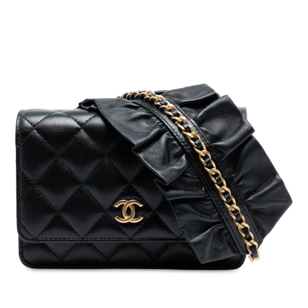 Chanel B Chanel Black Lambskin Leather Leather Lambskin Romance Wallet On Chain Italy