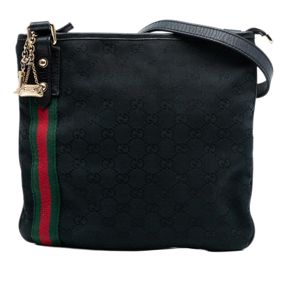 Gucci B Gucci Black Canvas Fabric GG Jolicoeur Crossbody Italy