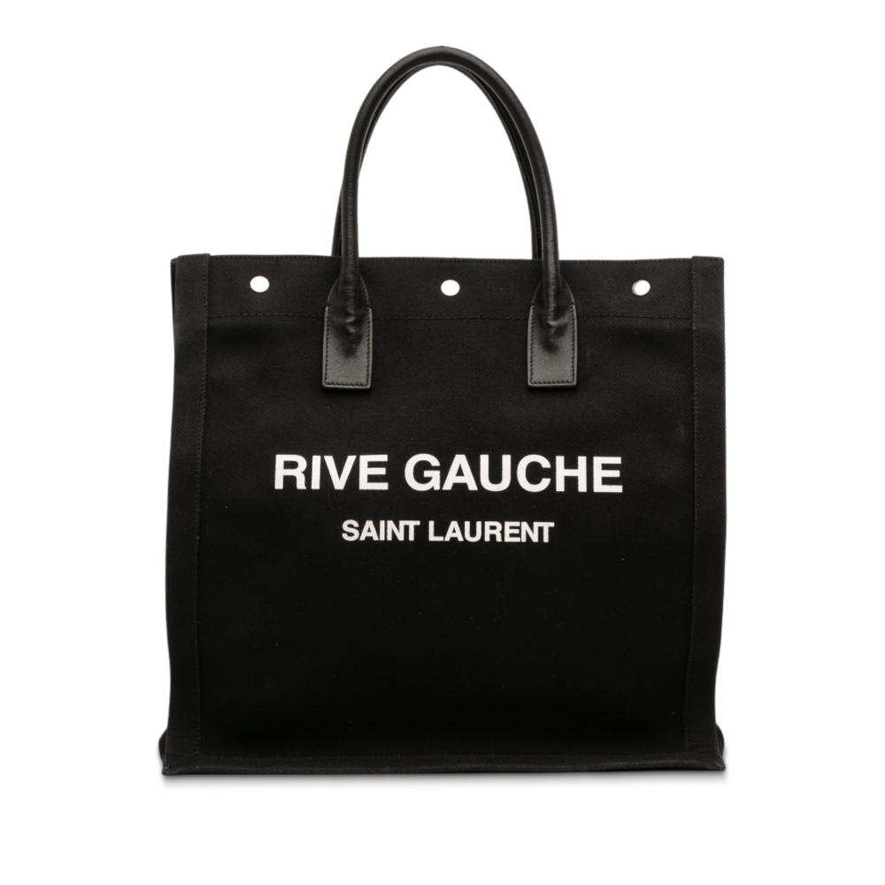 Saint Laurent AB Saint Laurent Black Canvas Fabric Rive Gauche North South Tote Italy