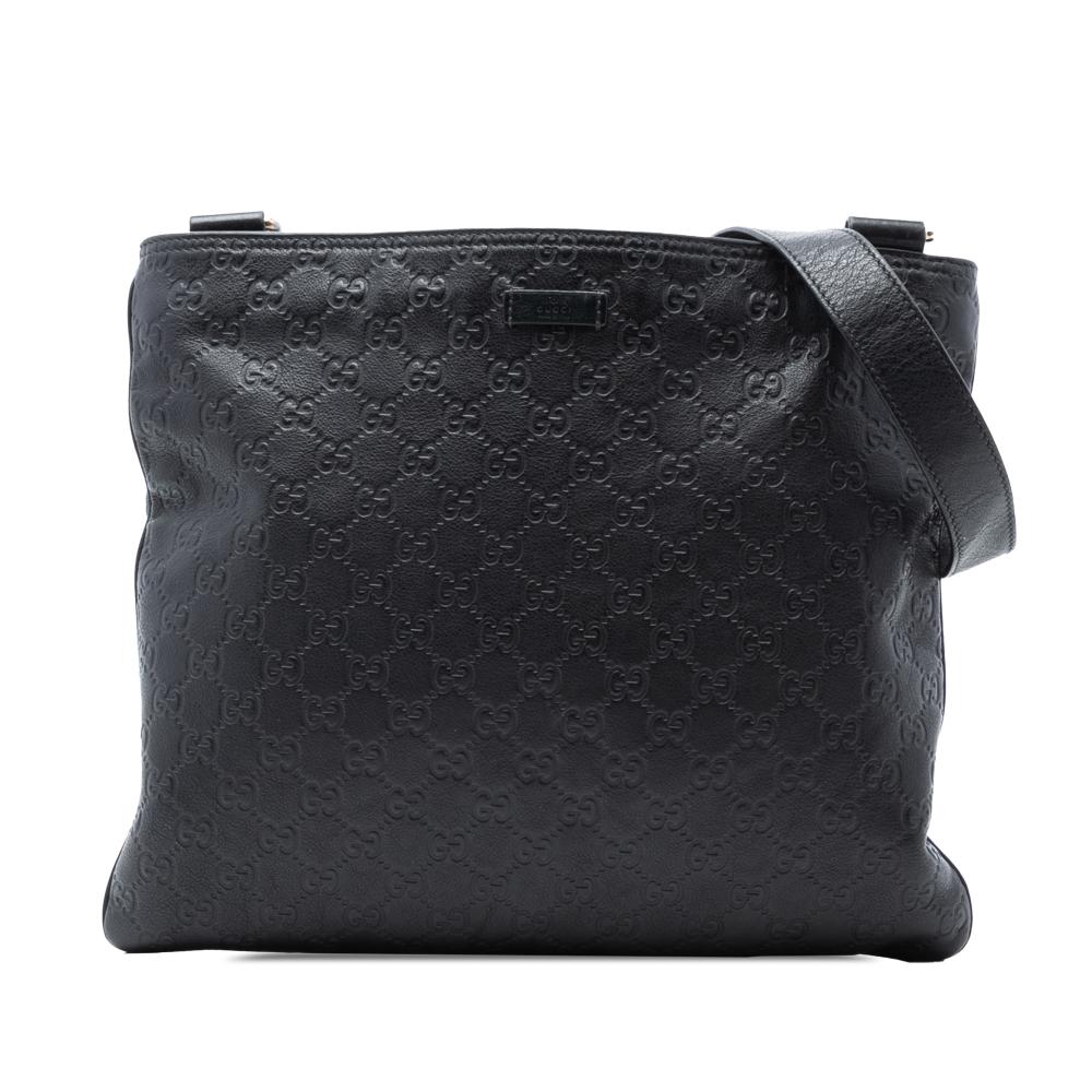 Gucci B Gucci Black Calf Leather Guccissima Crossbody Italy