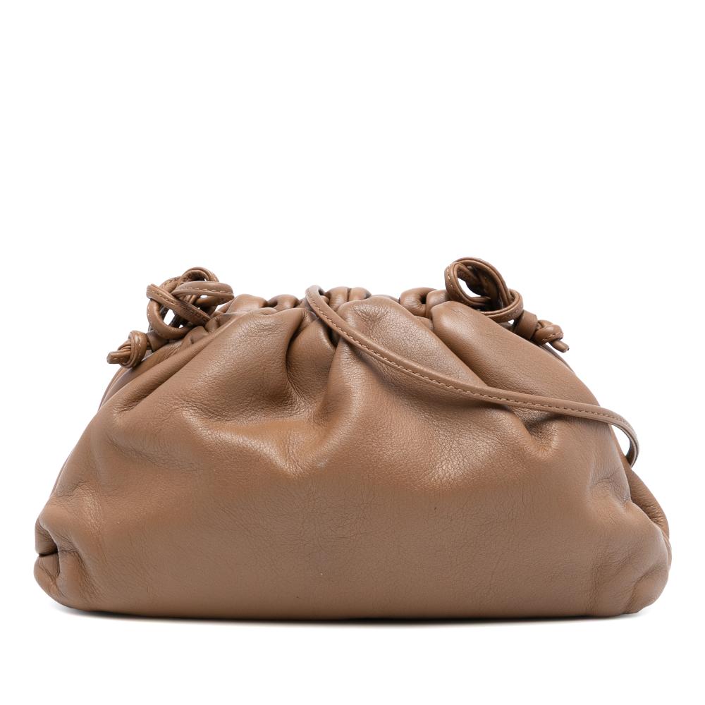 Bottega Veneta B Bottega Veneta Brown Lambskin Leather Leather Lambskin The Mini Pouch Crossbody Italy