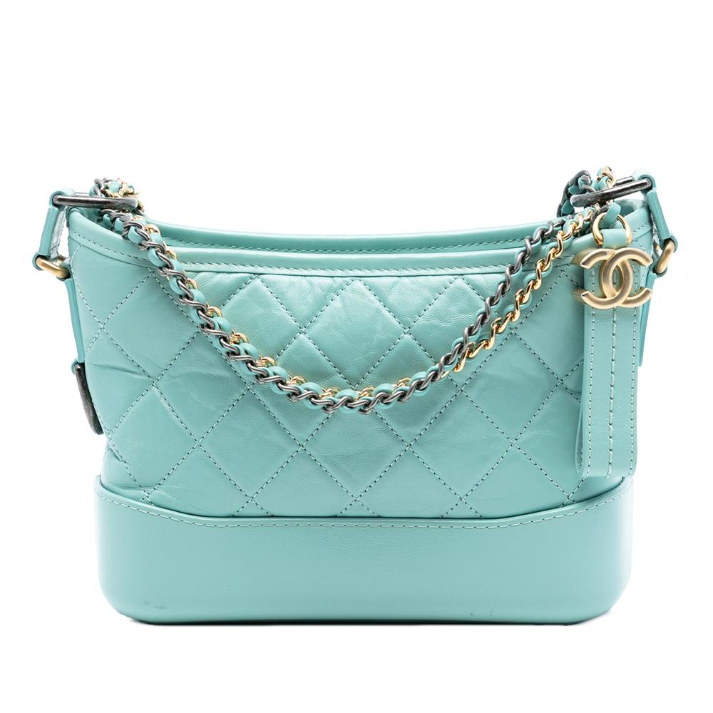 Chanel AB Chanel Blue Light Blue Calf Leather Small Aged skin Gabrielle Crossbody Italy