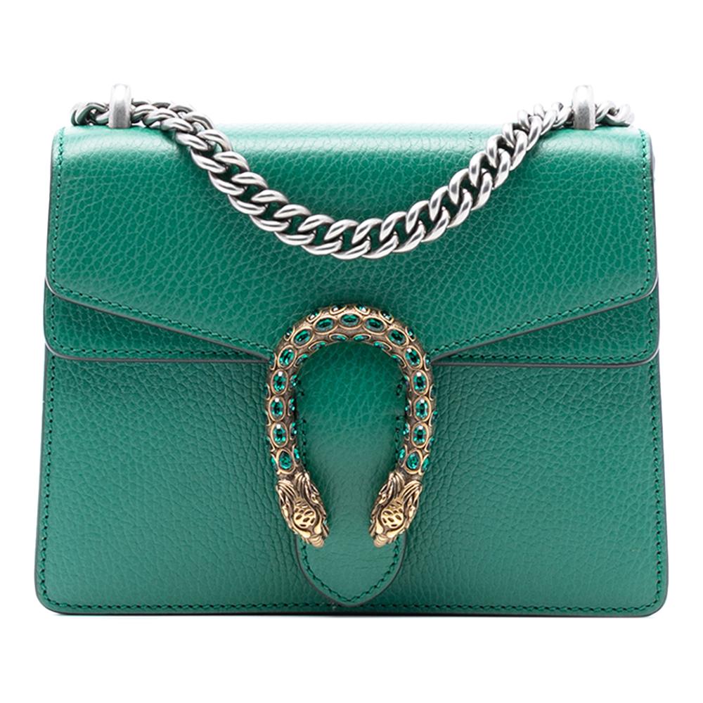 Gucci AB Gucci Green Calf Leather Small Dionysus Crossbody Italy