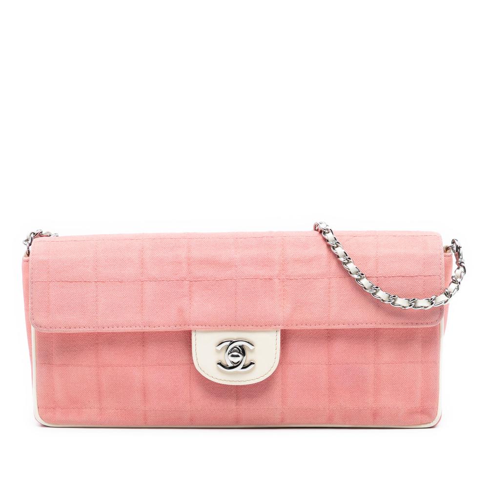 Chanel B Chanel Pink Blush Canvas Fabric Chocolate Bar East West Flap France