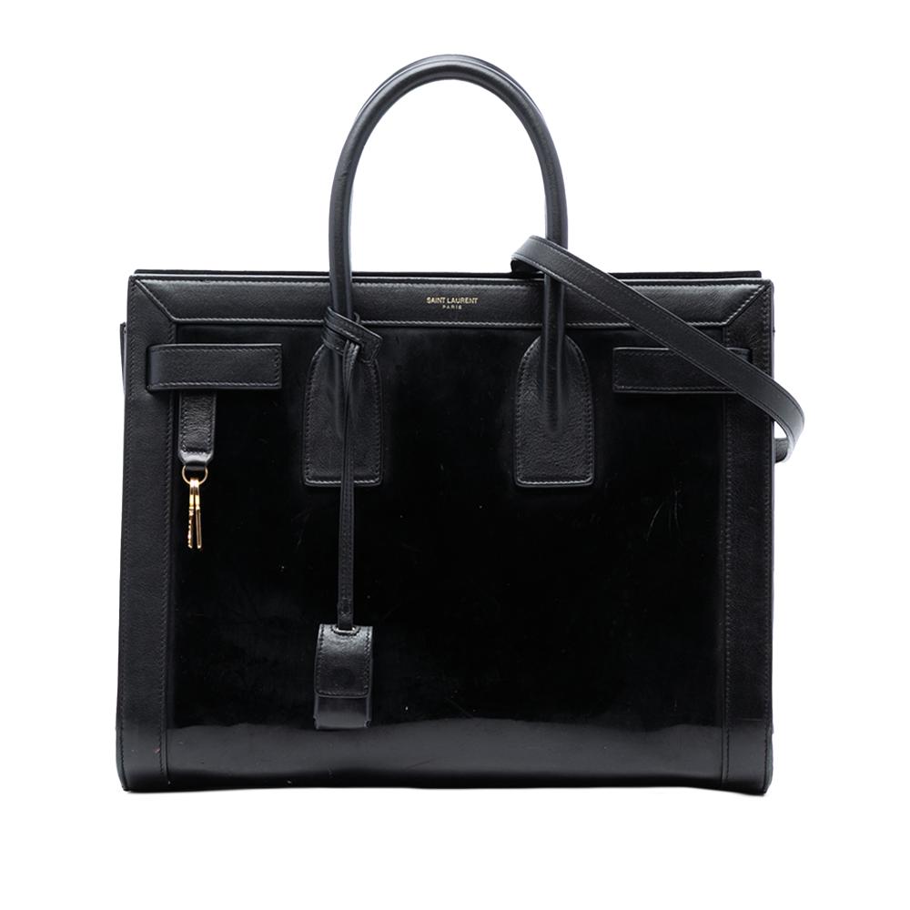 Saint Laurent B Saint Laurent Black Patent Leather Leather Small Patent Sac De Jour Satchel Italy