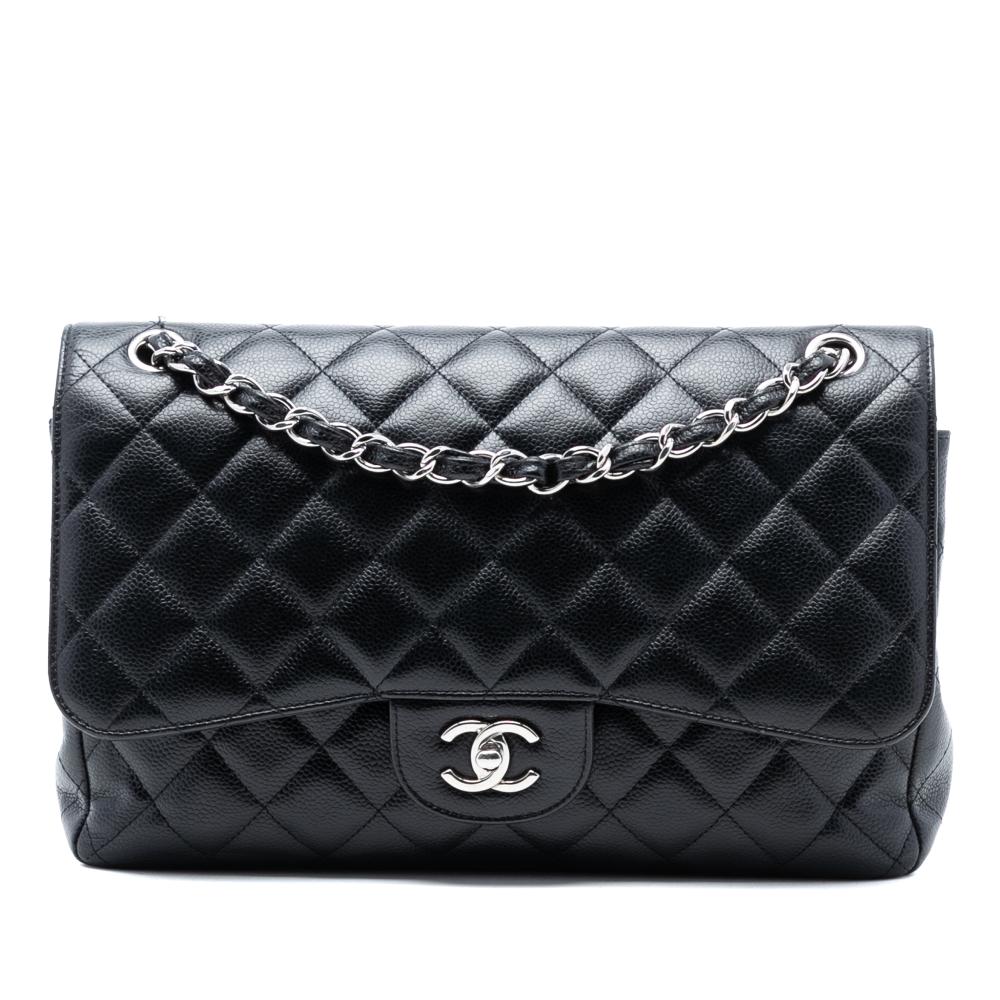 Chanel AB Chanel Black Caviar Leather Leather Jumbo Classic Caviar Double Flap France