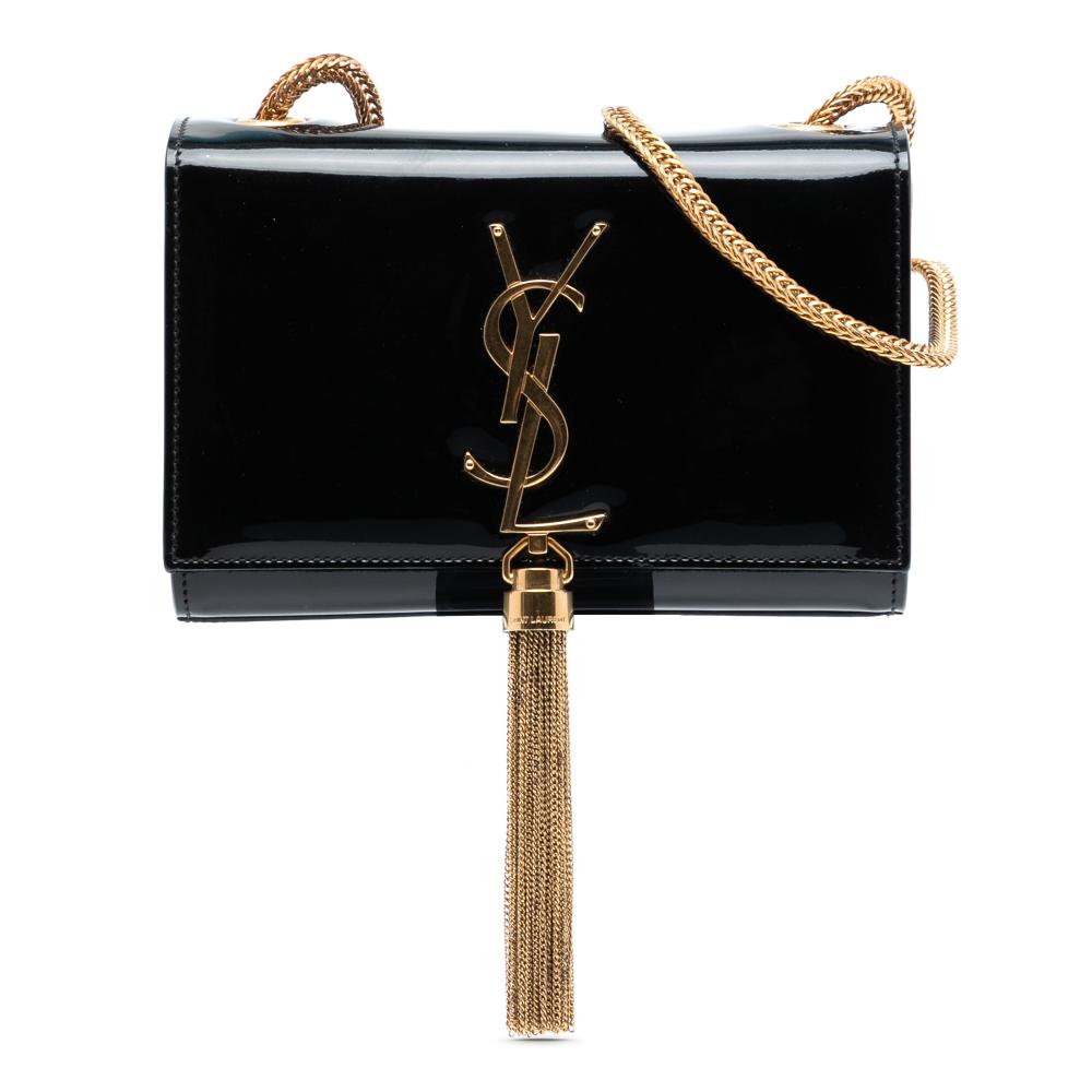 Saint Laurent B Saint Laurent Black Patent Leather Leather Small Patent Monogram Kate Tassel Crossbody Italy
