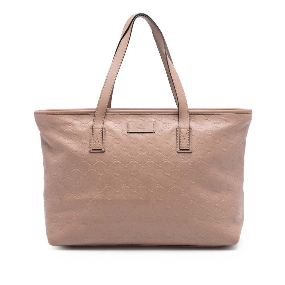 Gucci AB Gucci Brown Nude Calf Leather Medium Guccissima Tote Italy