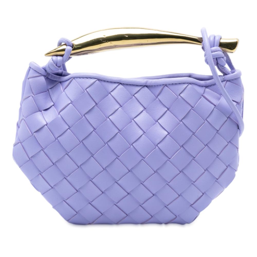 Bottega Veneta AB Bottega Veneta Purple Lambskin Leather Leather Baby Lambskin Intrecciato Sardine Italy