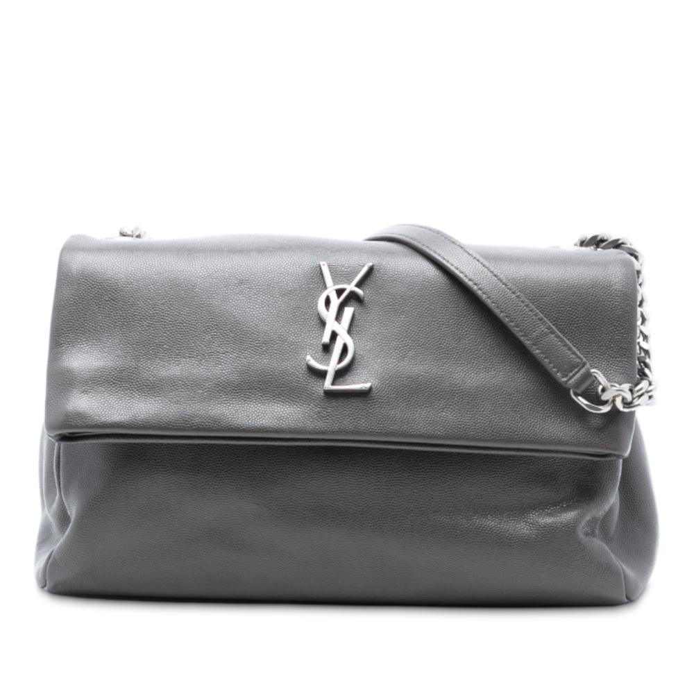 Saint Laurent AB Saint Laurent Gray Calf Leather Medium Grain De Poudre West Hollywood Crossbody Italy