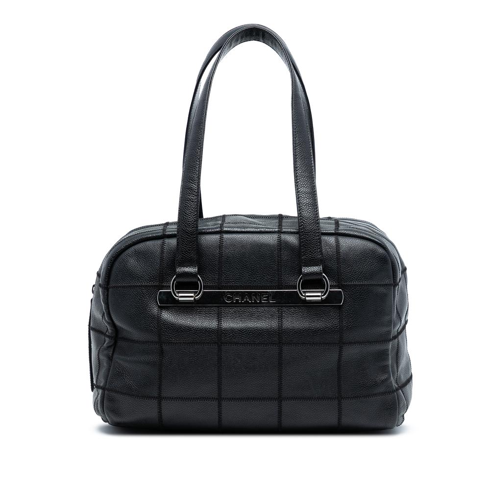 Chanel AB Chanel Black Caviar Leather Leather Choco Bar Caviar LAX Bowler Bag Italy