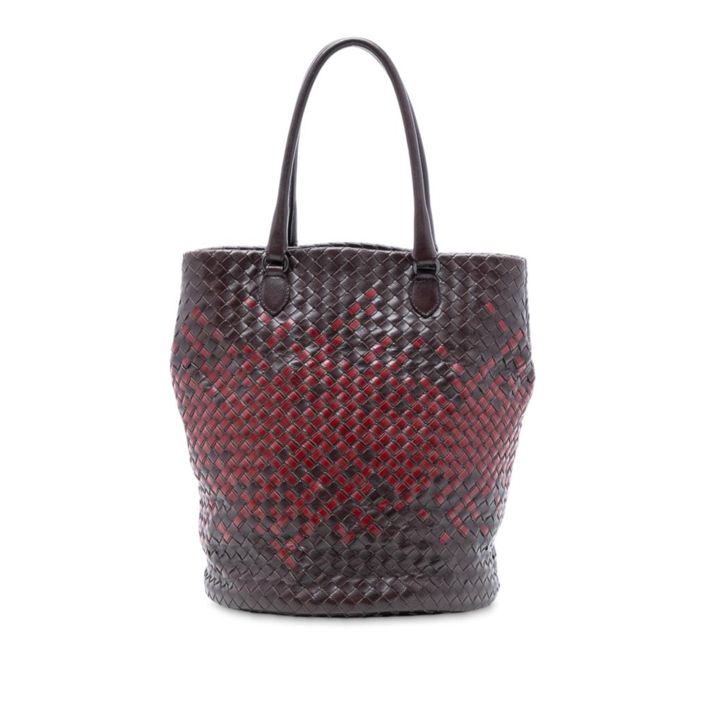 Bottega Veneta B Bottega Veneta Brown Dark Brown Nappa Leather Leather Bicolor Nappa Intrecciato Bucket Bag Italy