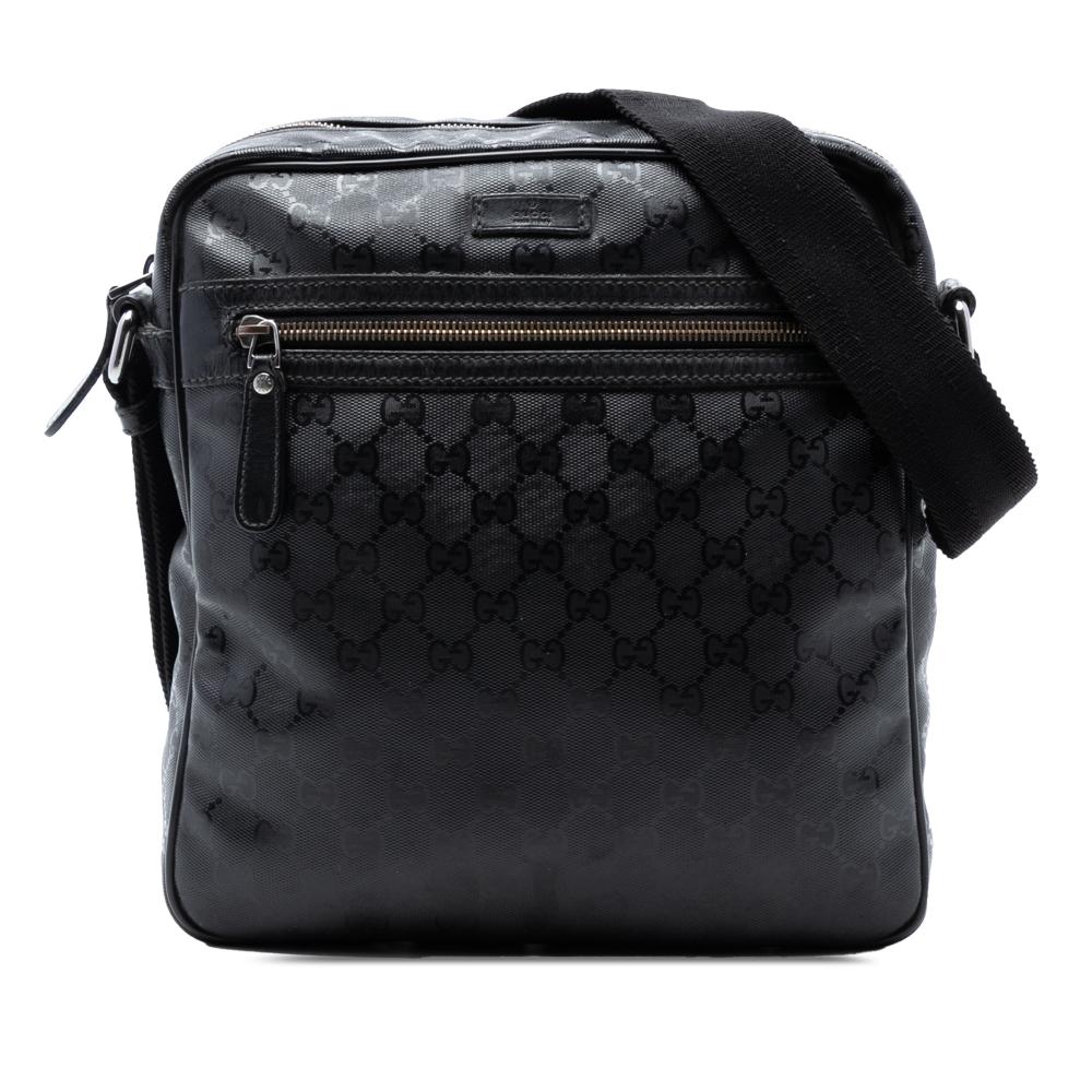 Gucci AB Gucci Black Coated Canvas Fabric GG Imprime Crossbody Bag Italy