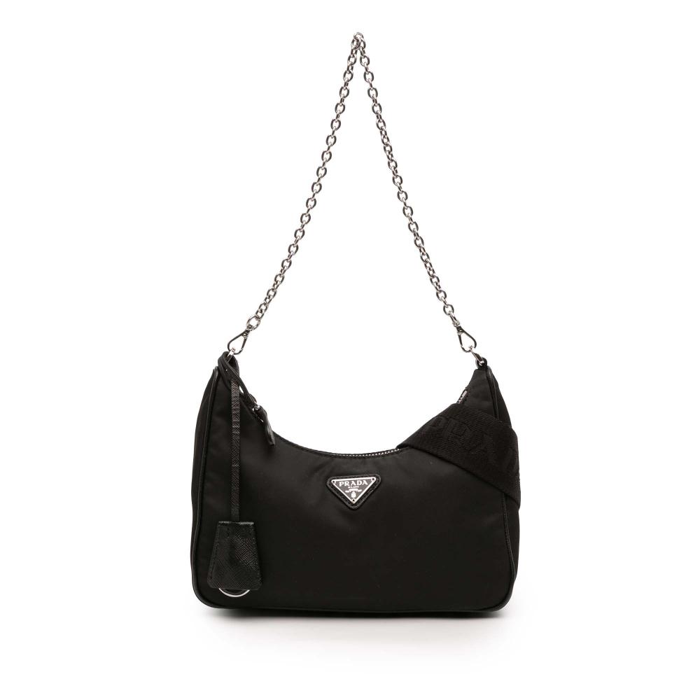 Prada B Prada Black Nylon Fabric Tessuto Re Edition 2005 Satchel Italy