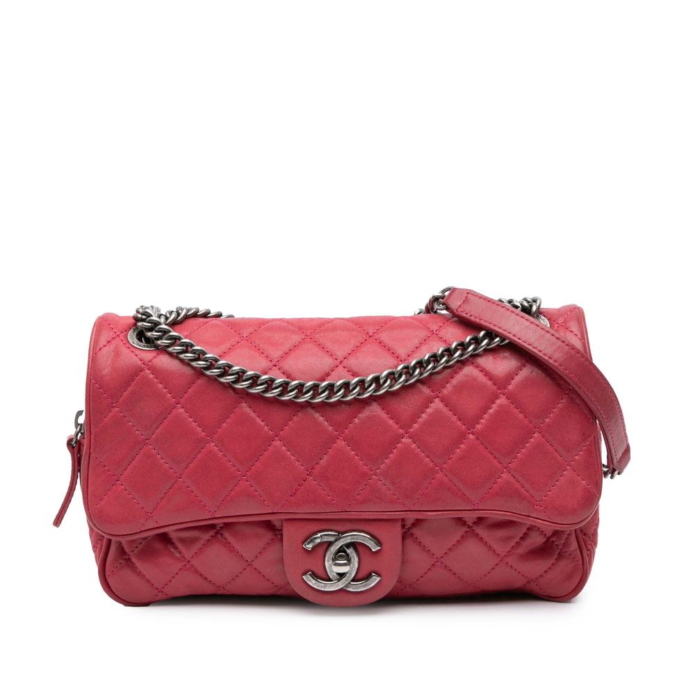 Chanel B Chanel Pink Strawberry Calf Leather Small Quilted Iridescent skin Shiva Flap Italy