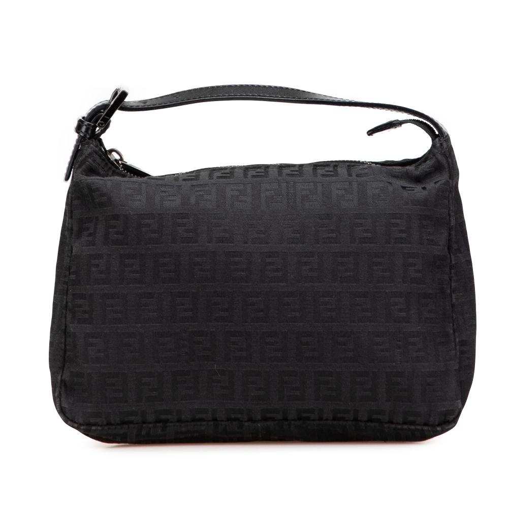 Fendi B Fendi Black Canvas Fabric Zucchino Handbag Italy