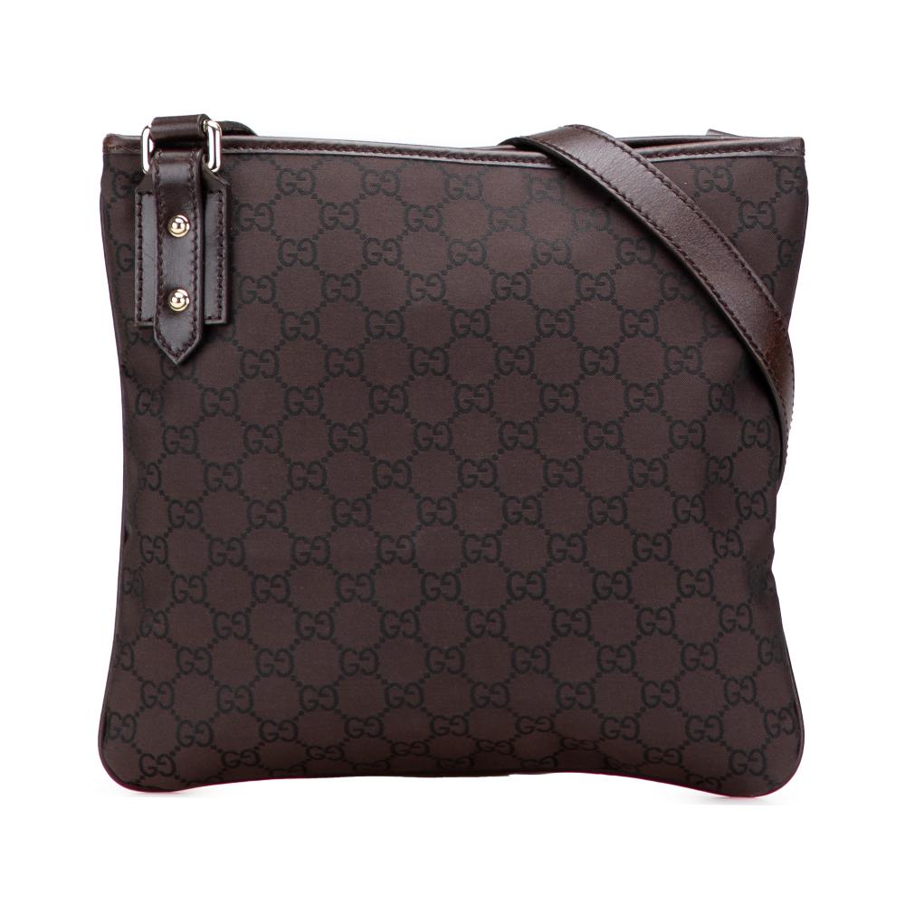 Gucci B Gucci Brown Dark Brown Canvas Fabric GG Crossbody Italy