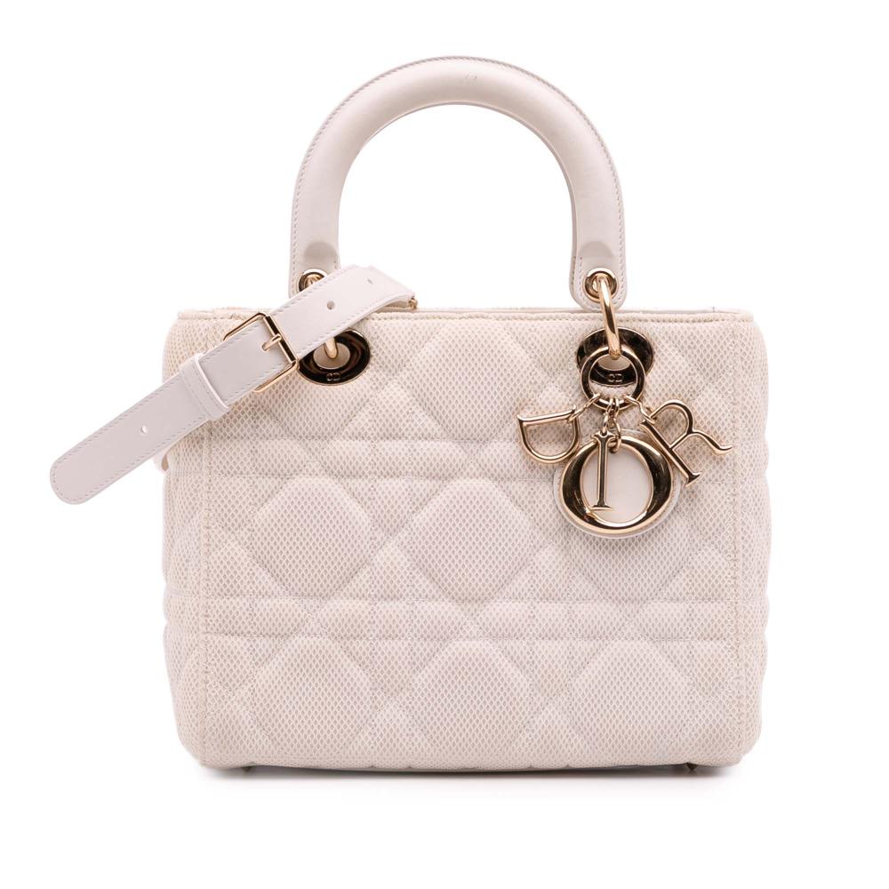 Christian Dior B Dior Pink Light Pink Mesh Fabric Medium Cannage Lady Dior Italy