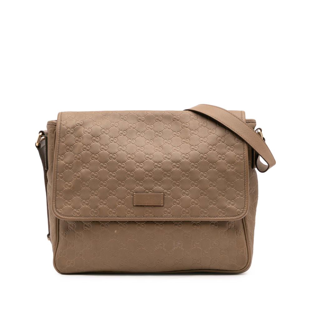 Gucci B Gucci Brown Beige Calf Leather Guccissima Crossbody Italy