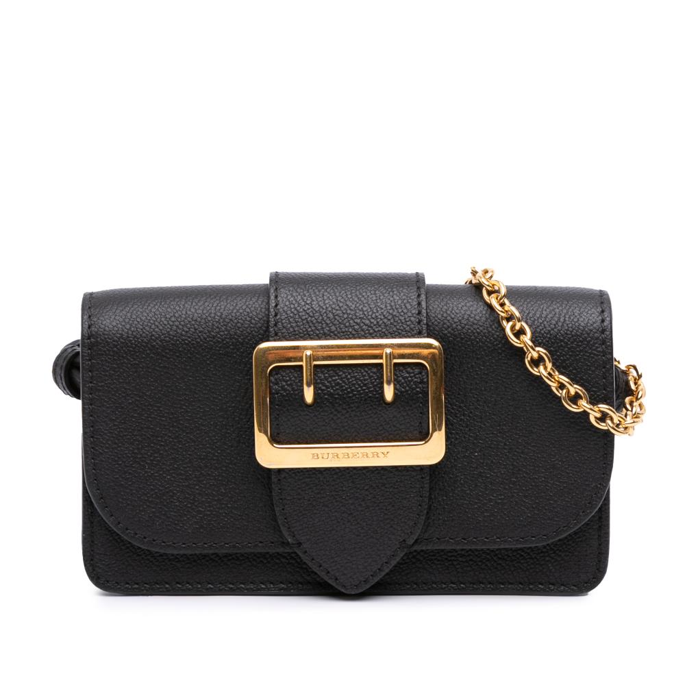 Burberry AB Burberry Black Calf Leather Mini Soft Grain skin Buckle Crossbody Italy
