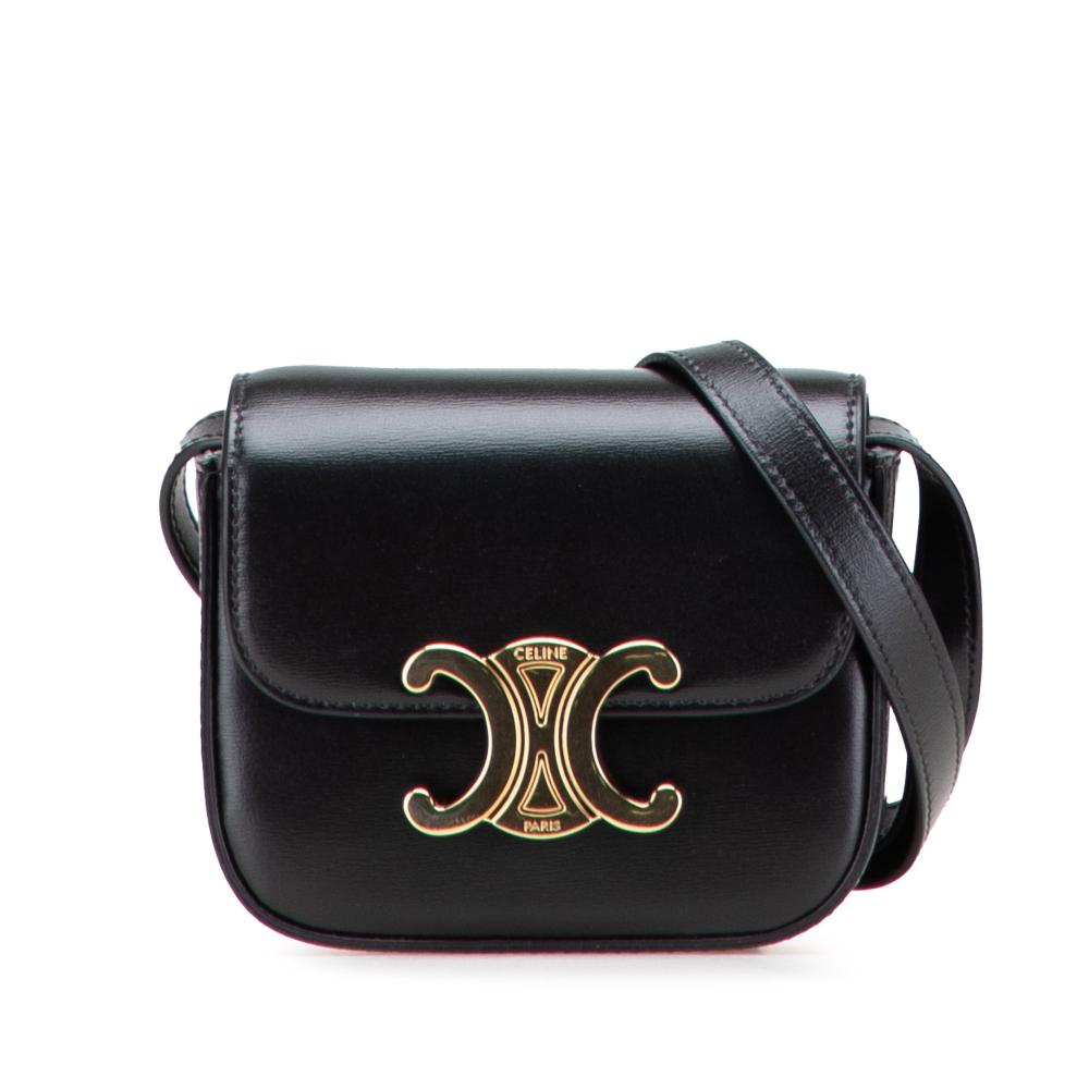Celine AB Celine Black Calf Leather Mini Shiny skin Triomphe Crossbody Italy